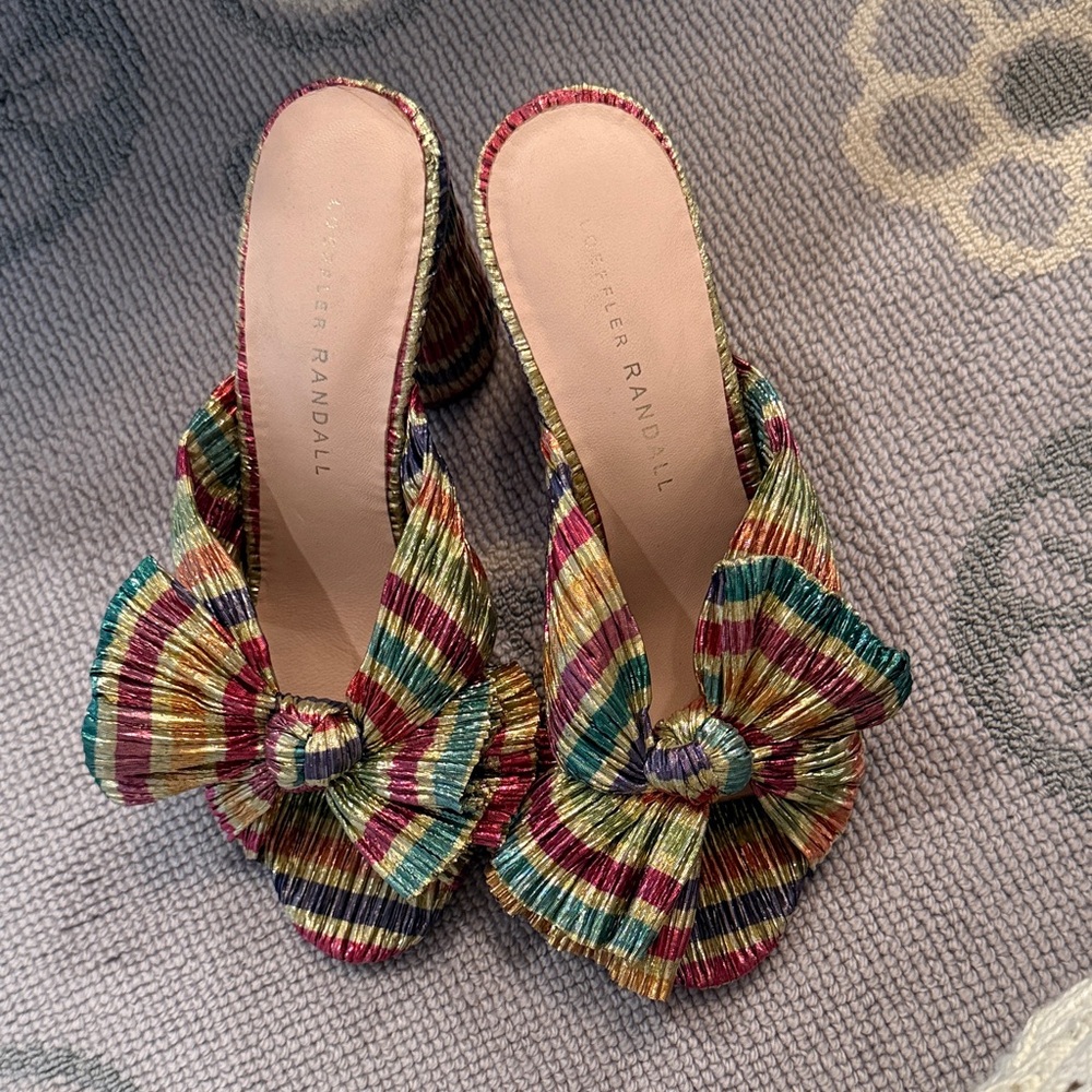 Loeffler Randall Striped Bow Mules